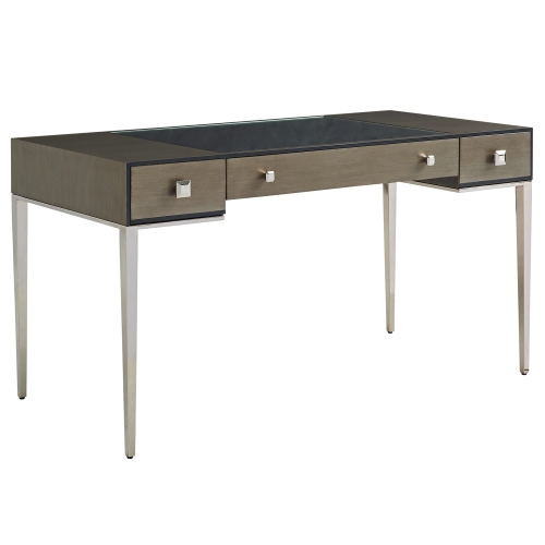 Ariana Foreau Writing Desk in Wood on Platinum Stainless