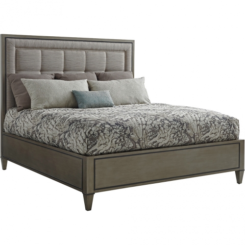 St. Tropez CA King Bed in Platinum & Silver Gray Fabric