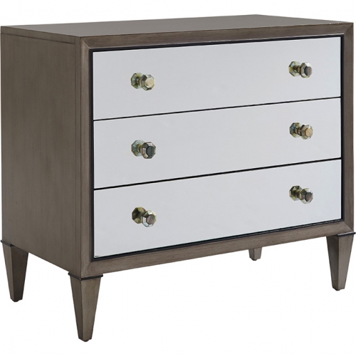 Divonne Nightstand in Platinum & Mirror