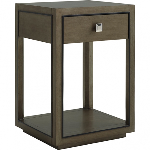 Margaux Nightstand in Platinum & Charcoal Gray Finish