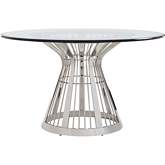 Riviera 54" Round Dining Table in Stainless Steel & Glass