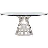 Riviera 72" Round Dining Table in Stainless Steel & Glass