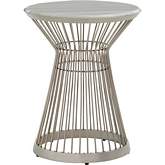 Martini End Table in Silver White Marble & Platinum Stainless Steel