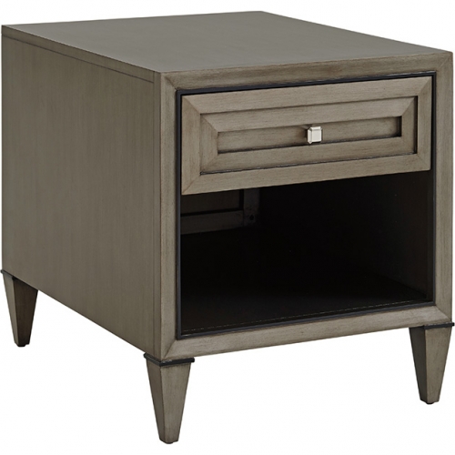 Verona 1 Drawer End Table in Platinum & Gray Finish