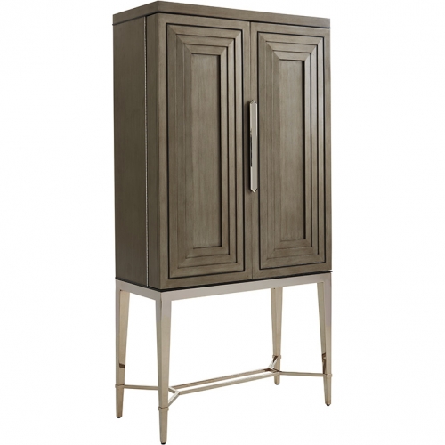 Cheval Bar Cabinet in Platinum Finish