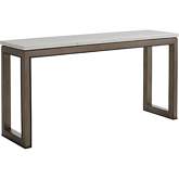 Vernay Console Table in Polished Silver White Marble & Gray Wood