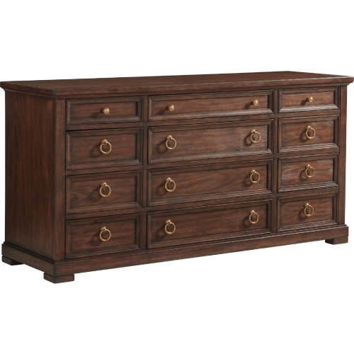 Sereno 12 Drawer Triple Dresser in Walnut Finish