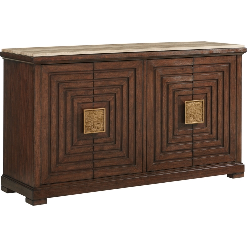 Los Gatos Buffet in Tiger Brown Travertine & Dark Walnut Finish Wood