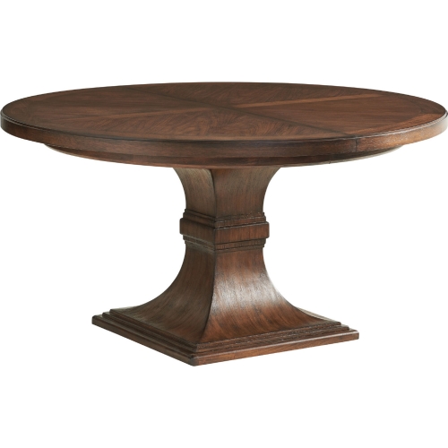 Palo Alto 56" Round to 80" Oval Dining Table in Walnut Finish