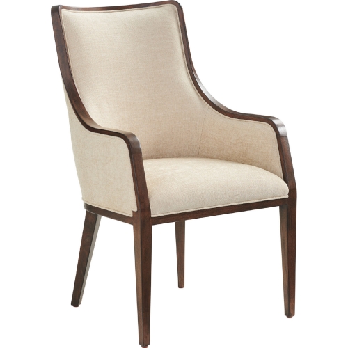 Bromley Dining Arm Chair in Gold Maize Fabric & Walnut Finish (Set of 2)