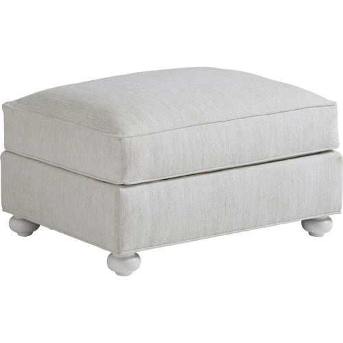 Coral Gables Ottoman in Neutral Fabric & Shell White Wood