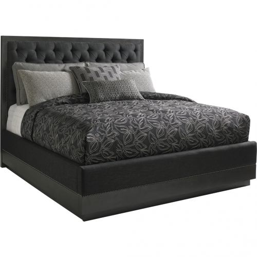 Maranello Queen Bed in Tufted Charcoal Gray Fabric