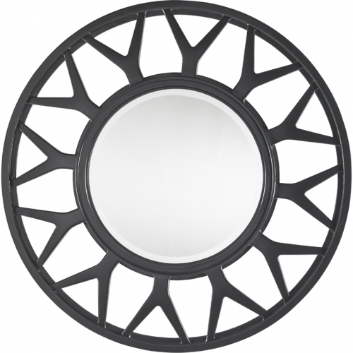 Esprit 4" Round Mirror in Carbon Gray Wood