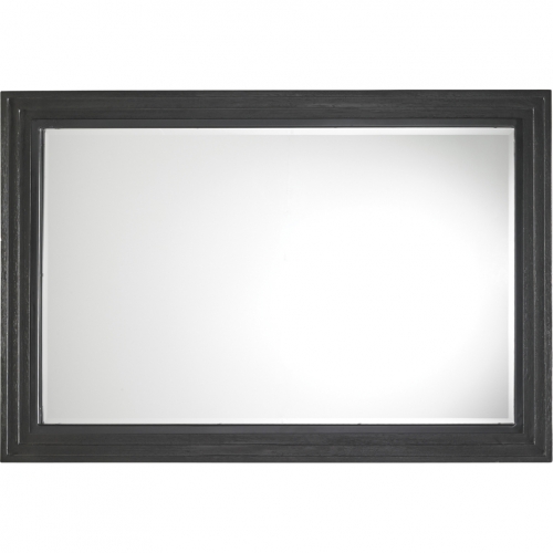 Volante Landscape Mirror in Gray Wood & Metal