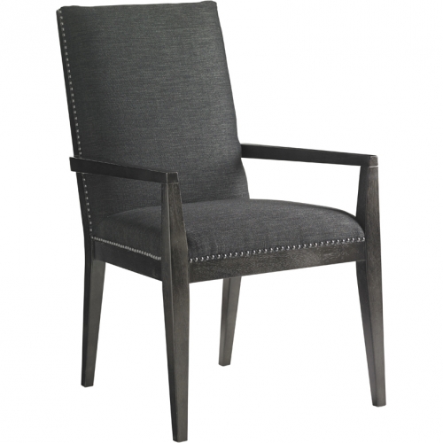 Vantage Dining Arm Chair in Charcoal Gray Fabric & Wood (Set of 2)