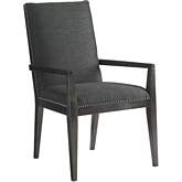 Vantage Dining Arm Chair in Charcoal Gray Fabric & Wood (Set of 2)