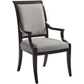 Kathryn Dining Arm Chair in Gray Fabric & Wilshire Gray Wood (Set of 2)