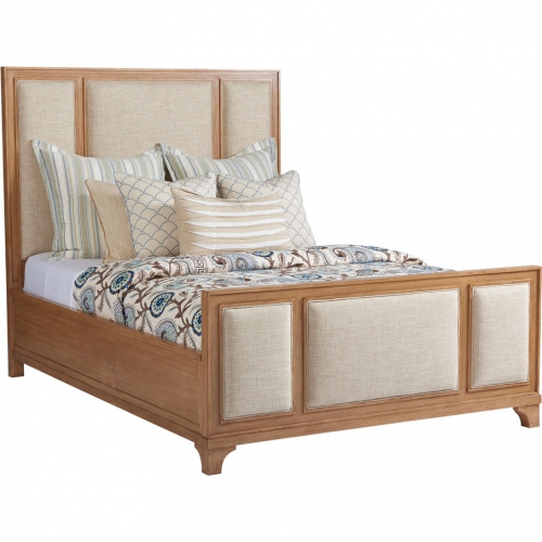 Crystal Cove Queen Bed in Sandstone Wood & Ivory Fabric