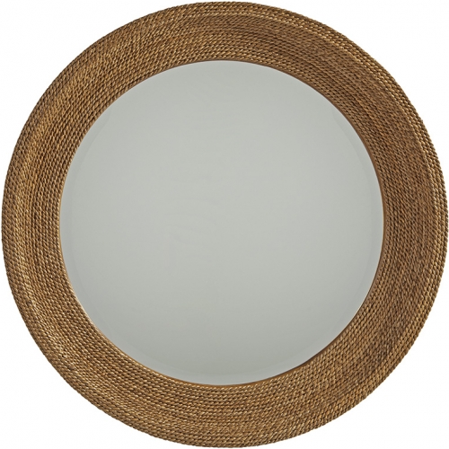 La Jolla Round Mirror in Woven Rope on Wood