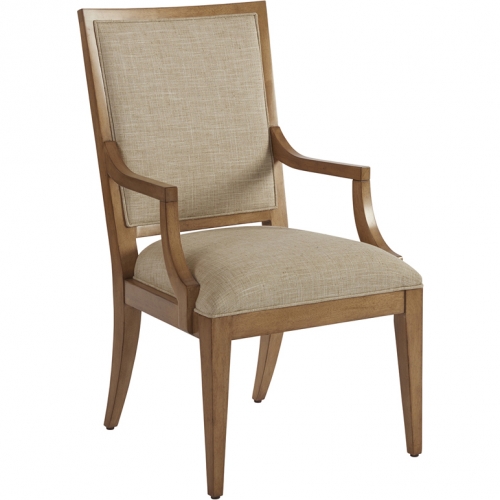 Eastbluff Dining Arm Chair in Sandstone Wood & Ivory Fabric (Set of 2)