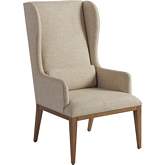 Seacliff Host Wing Dining Chair in Sandstone Wood & Ivory Fabric (Set of 2)