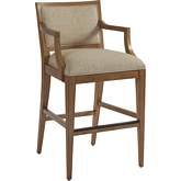 Eastbluff Bar Stool in Sandstone Wood & Ivory Fabric