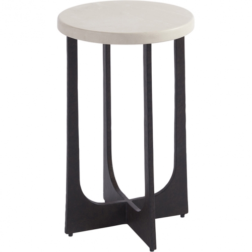 Breakwater Accent End Table in Stone & Bronze Metal