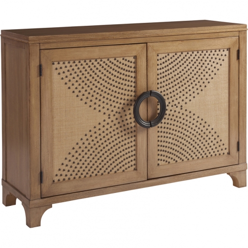 Lido Isle Nailhead Hall Chest in Sandstone Wood & Raffia