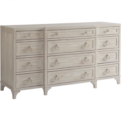 Garnet Breakfront 12 Drawer Dresser in Sailcloth Finish Wood