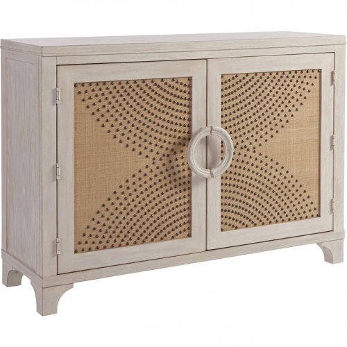 Lido Isle Nailhead Hall Chest in Sailcloth Wood & Raffia