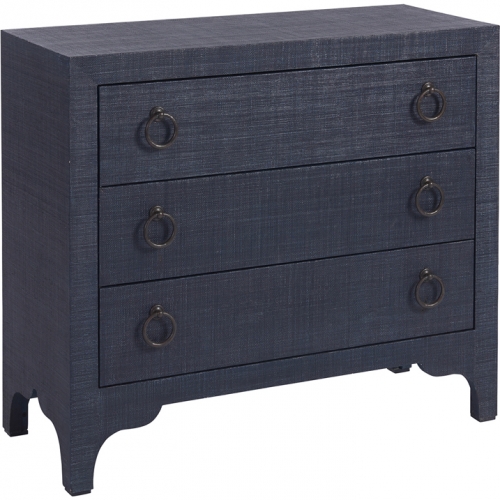 Balboa Island Raffia Hall Chest in Marine Blue Finish