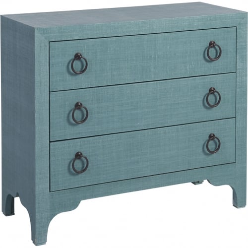 Balboa Island Raffia Hall Chest in Seaglass Green Finish