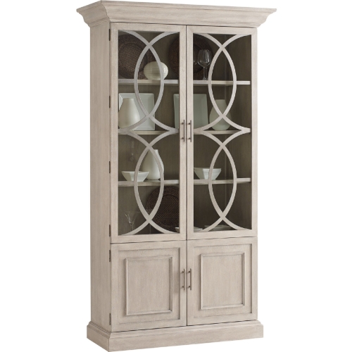 El Matador Curio Cabinet in Taupe, Metal & Glass