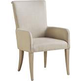 Serra Dining Arm Chair in Taupe Finish & Ivory Fabric (Set of 2)