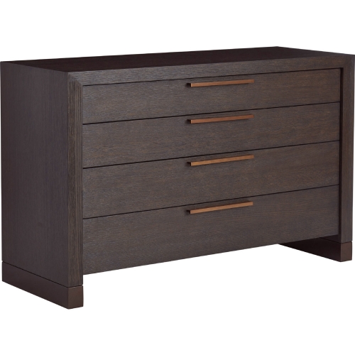 Bridgewater 4 Drawer Dresser in Mocha Brown Wood & Bronze