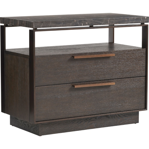 Empire Pass Bachelors Chest in Marble, Brown Wood & Bronze