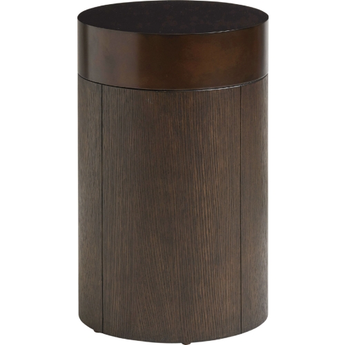 Black Diamond Round End Table in Mocha Brown Wood & Bronze