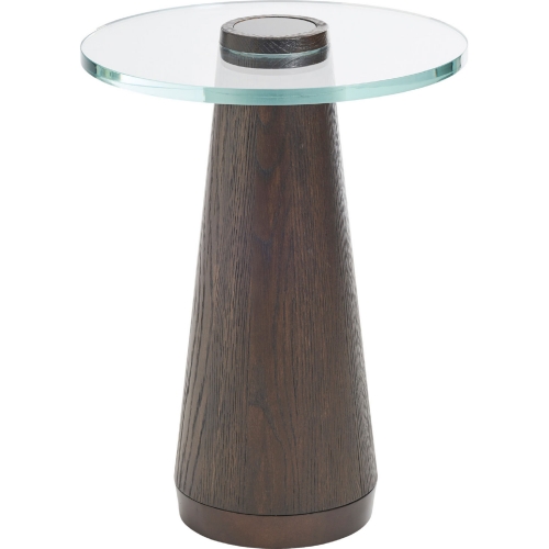 Apex Accent End Table in Mocha Brown Wood, Bronze & Glass