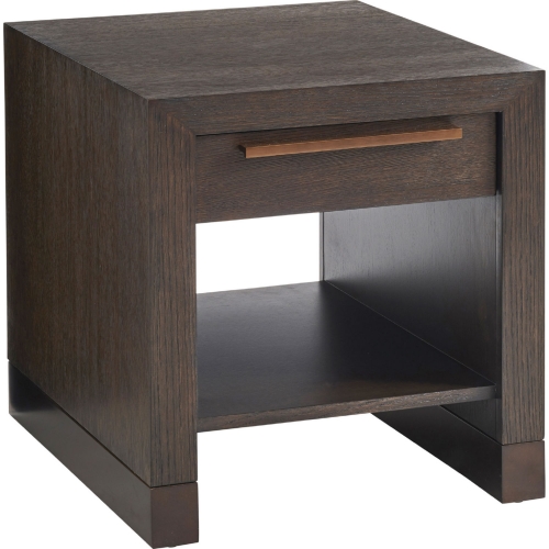 Heber Drawer End Table in Mocha Brown Wood & Bronze