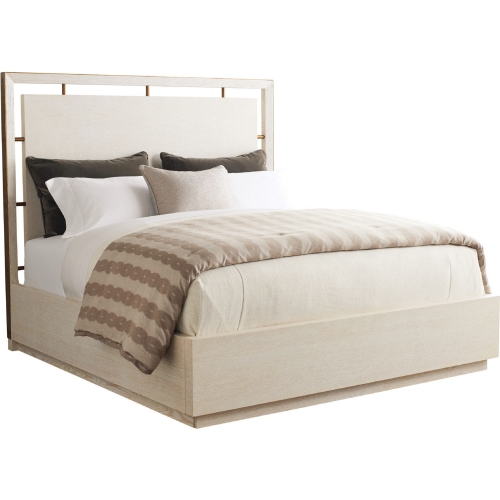 Post Ranch Queen Panel Bed in Winter White Wood & Metal