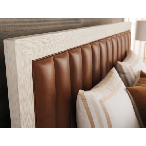 Cambria CA King Headboard in Channel Tufted Burnished Tan Leather