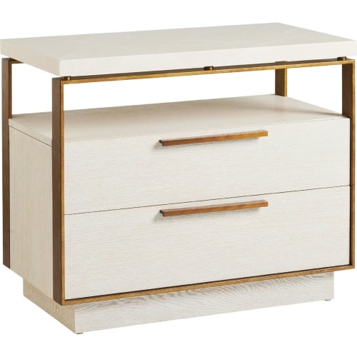 Malpaso Bachelors Chest in Marble, Winter White Wood & Metal