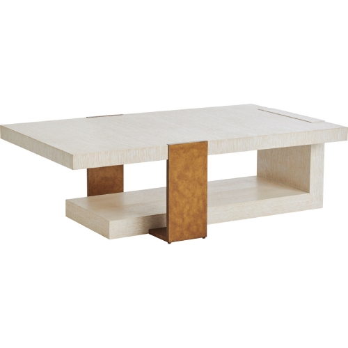 Sunridge Cocktail Coffee Table in Winter White Wood & Brass