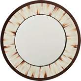 Academy Round Mirror in Wood, Faux Horn & Metal