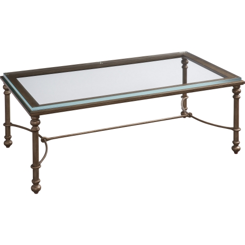 Bluff Cocktail Coffee Table in Textured Burnished Brass & Glass