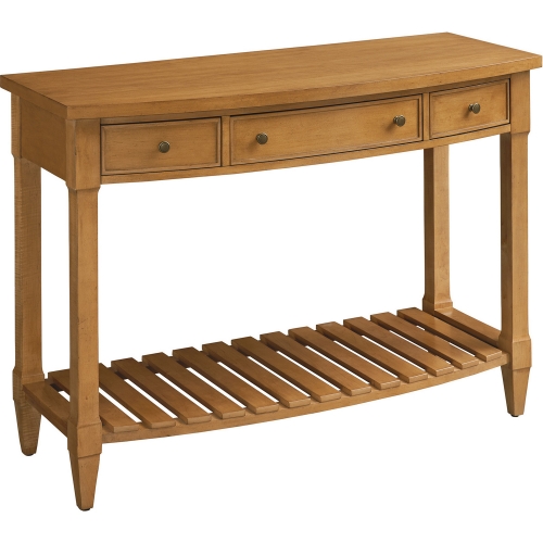 Temple Bowfront Console Table in Nutmeg Brown Finish