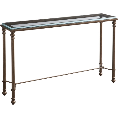 Bluff Console Table in Textured Burnished Brass & Glass