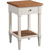 Bay Nightstand in Nutmeg Brown & Linen White Finish & Cane