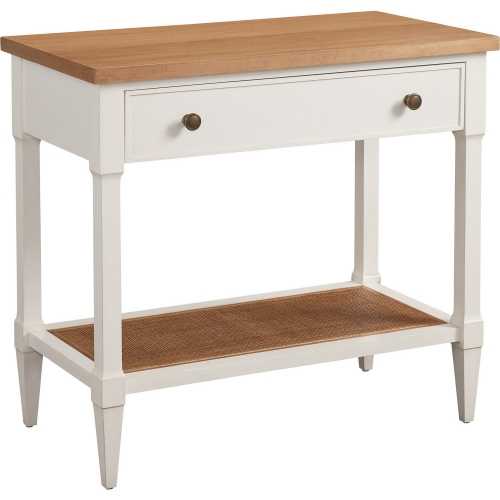 Aster Open Nightstand in Nutmeg Brown & Linen White Finish & Cane