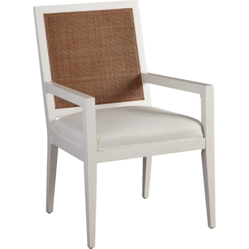 Smithcliff Dining Arm Chair in Linen White, Cane & Linen White Fabric